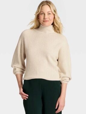 A New Day Cream Turtleneck Ribbed Sweater - Women's Cozy Pullover. Sz XXL.